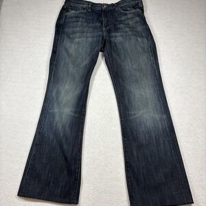 7 For All Mankind Bootcut Jeans Men Size 33 x 31 Blue Distressed 100% Cotton USA